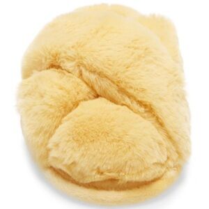 BP Sophie Nordstrom yellow fluffy crisscross slipper slides size 9
